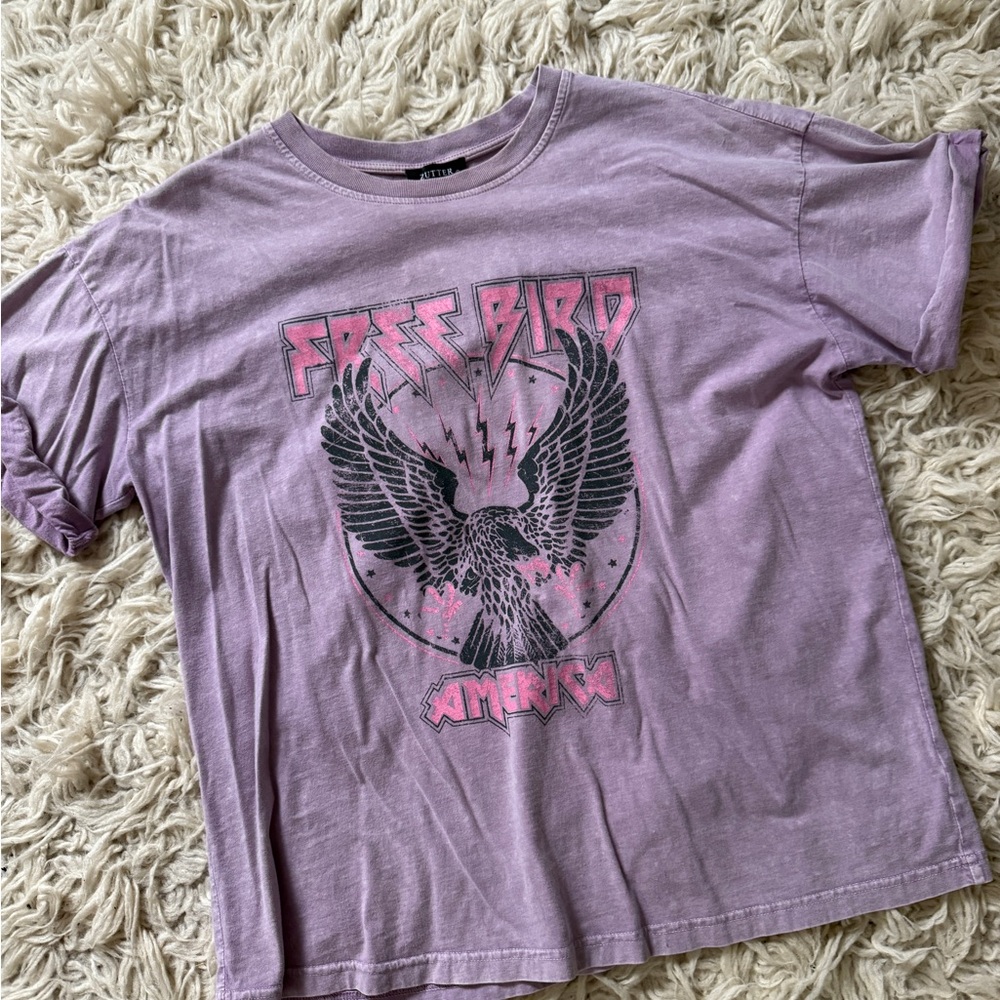 Free Bird Graphic T-Shirt - Purple